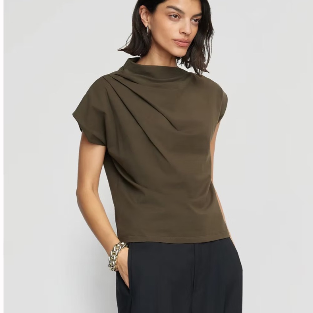 Modern Citizen Asymmetric Tee in Olive Green, Small